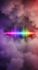 Multicolored light streak in dark clouds