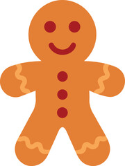 Cute Gingerbread Man Illustration on transparent background