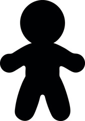 Cute Gingerbread Man silhouette on transparent background