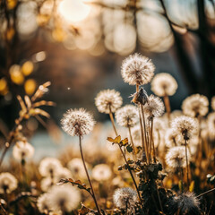 Obraz premium dandelion in the wind