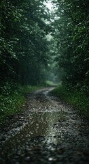 Obraz premium Pathway through forest mystical nature scene