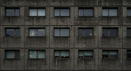 Fototapeta premium Urban building facade concrete structure grid of windows