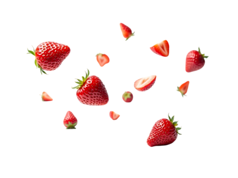 whole strawberries and floating strawberry pieces,tasty,red,fresh