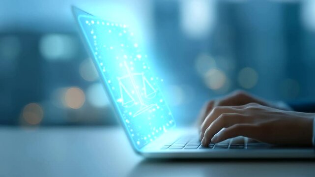 A modern office setting showcasing advanced digital rights management technology in action.