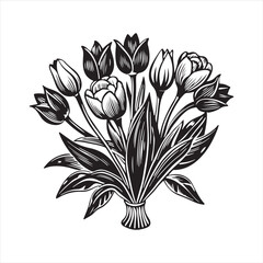 tulip flower silhouette vector