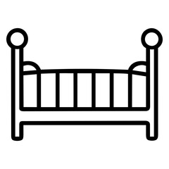 Simple outline icon of crib in minimalistic style