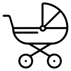 Simple outline icon of baby stroller in minimalistic style