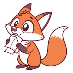 Obraz premium Fox with a Stuffy Nose Holding Tissues. Perfect for: Winter flu season, animal-themed health books