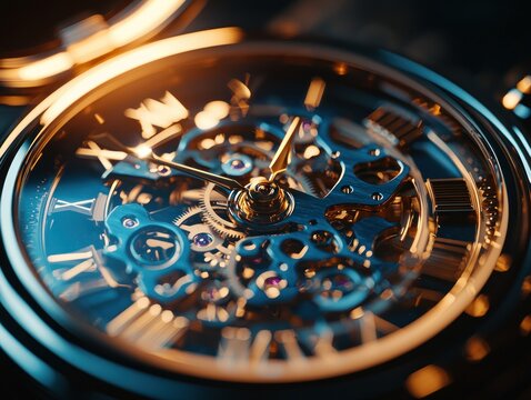 Detailed view of antique pocket watch mechanism