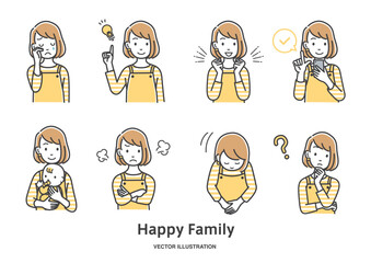 主婦の表情バリエーション