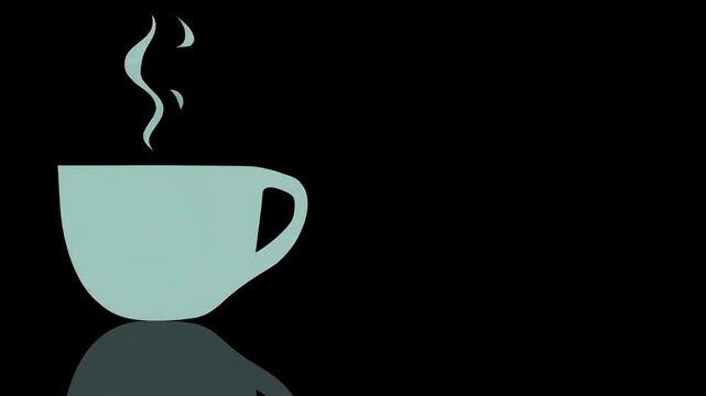 Cup of steaming coffee illustration on dark background
