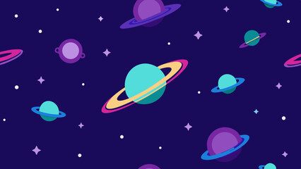 Naklejka premium Colorful cosmic pattern of planets stars and luminous layers in deep space