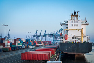 Cargo ships in the Port of Los Angeles