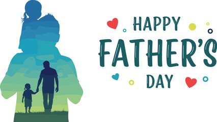 Fototapeta premium Happy Father's day concept vector background. Father and kid with text happy father's day.