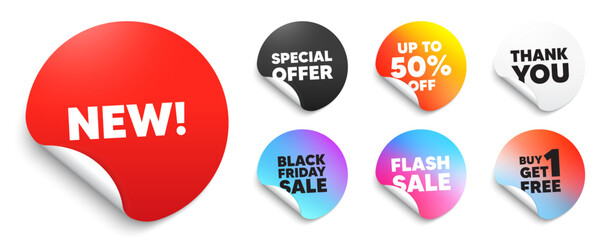 Arrivals red sticker tag. Special offer paper price tags. New tag. Special offer sign. New arrival symbol. Discount, black friday sticker. Promo banner. Vector