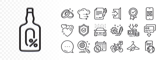 Wedding rings, Bicycle parking and Deflation line icons for web app. Glare of light effect. Message icon. Pack of Translation service, Heart, Calendar discounts pictogram icons. Vector