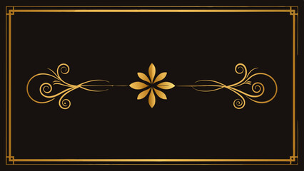 Luxurious gold border with elegant decorative elements on a transparent background for design