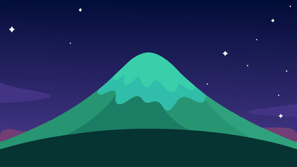 Mountain silhouette under a night sky with stars a serene vector illustration