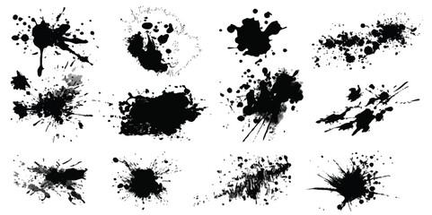 ink blots and splats. detailed ink splats Hyperrealistic Highly Detailed Isolated On Transparent Background