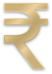 Metallic Gold Indian Rupee Currency Symbol