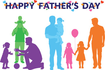 Happy Father's day concept vector background. Father and kid with text happy father's day.