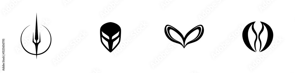 Poster icon set featuring unique designs with abstract shapes and patterns for various creative application
