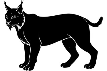 Obraz premium Lynx in Hunting Pose Vector Silhouette on White Background