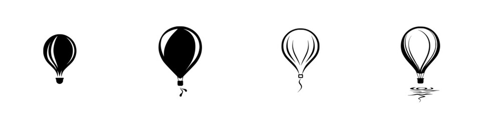 Obraz premium Icon set featuring different styles of hot air balloons in various stages of ascent and descent