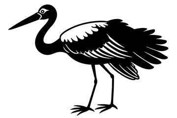 Obraz premium Stork Vector Silhouette on White Background