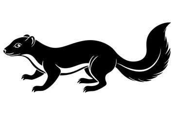 Weasel Running Vector Silhouette on White Background
