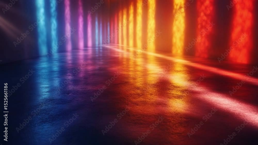 Aufkleber colorful luminescence in architectural interior: a striking visual narrative unfolds within a minima