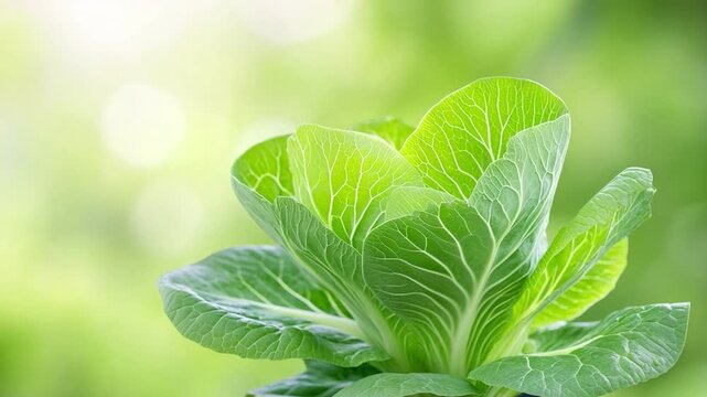 Fresh Green Cos Lettuce: A close-up shot of a vibrant, fresh cos lettuce, capturing its crisp, verdant leaves set against a soft, blurred background. The image evokes freshness and healthy eating.