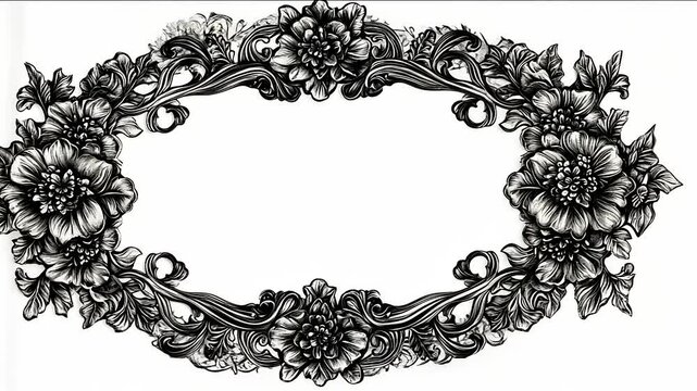 Exquisite Floral Frame: Intricate Botanical Design for Creative Projects