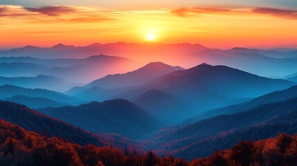 Fototapeta premium Mountain landscape sunrise