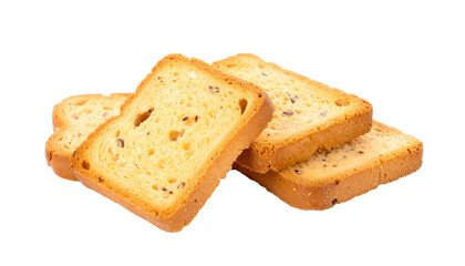 Golden toasted slices of bread, perfect for breakfast or a snack. The crunchy, golden toast looks delicious and inviting
