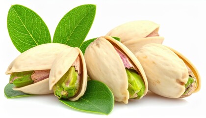 Artichoke hearts with fresh green leaves on a white background, close-up view of edible flower buds with tender green accents for healthy cooking and vegetarian dishes