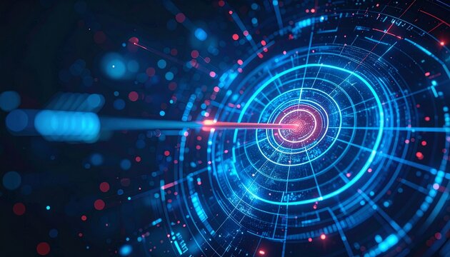 Abstract digital technology with glowing lights and intricate circuit patterns. A futuristic technological abstract design with a modern artistic digital art style