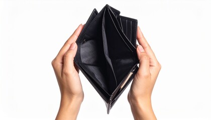 A person is holding an empty wallet