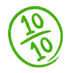 Doodle Illustration 10/10 Rating Circle - for Review and Quality Concepts, Suitable for Icons, Stickers, and Social Media Graphics.