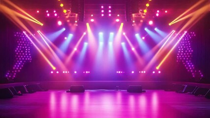 Vibrant stage lighting, performance venue