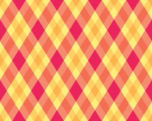 Fototapeta premium Argyle pattern of geometric rhombus. Harlequin check wallpaper design. Classic diamond shaped textile material for web background, print fabric clothing, sweater, wrapping paper, gift card, invitation