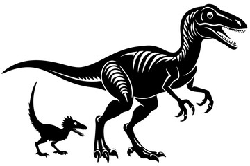 Naklejka premium Velociraptor Stalking Prey Silhouette