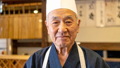 A portrait of an experienced chef in his working attire, showcasing his culinary profession
