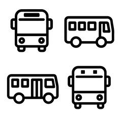 Bus Icons Vector Illustrations of Different Bus Types for Design Projects
