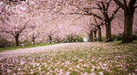 Obraz premium Cherry blossoms blooming park scene
