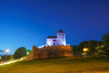 Bedzin Castle at night. Poland