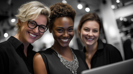Obraz premium Retail Analysts Collaborating with Store Managers in Insights Workspace