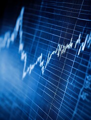 Photo of a stock market graph with rising trends, representing financial growth and successful investments