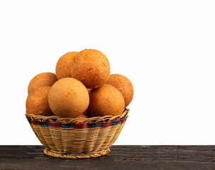 Traditional Colombian buñuelos on a white background - Typical Colombian cuisine