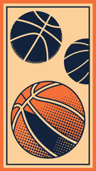 Obraz premium Abstract basketball illustration with halftone effects and modern graphic design style